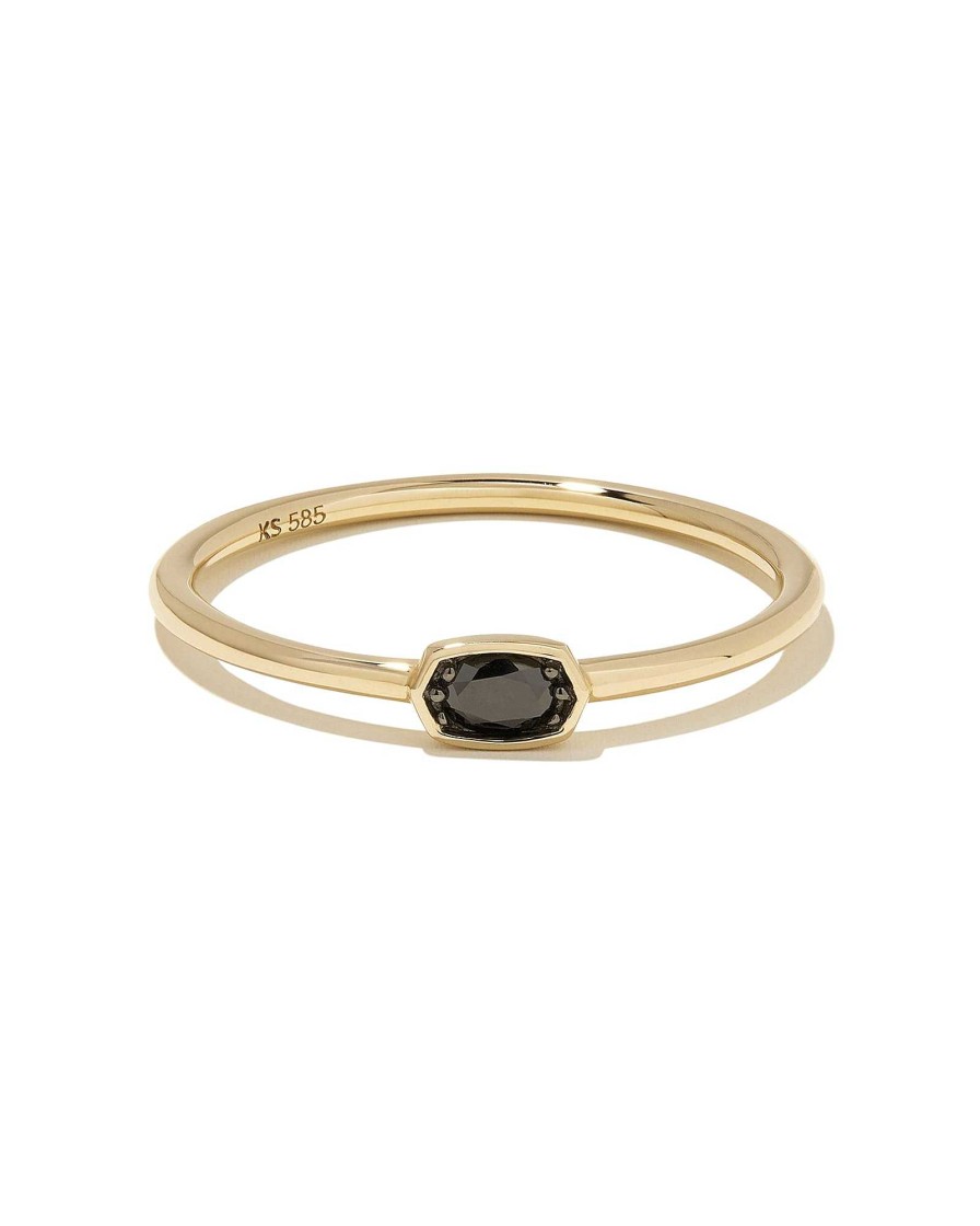 Kendra Scott Rings | Marisa 14K Yellow Gold Oval Solitaire Band Ring In Black Diamond