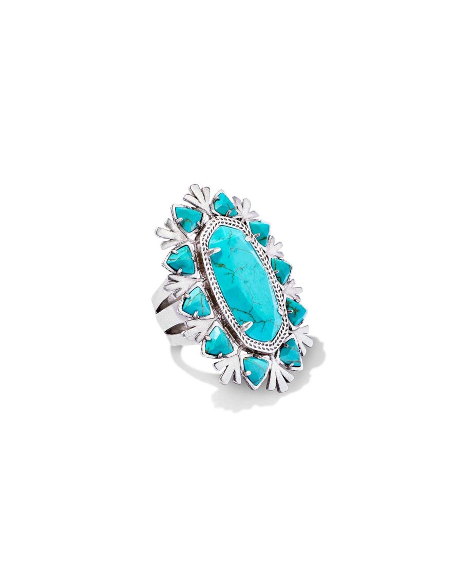 Kendra Scott Rings | Havana Vintage Silver Cocktail Ring In Variegated Turquoise Magnesite