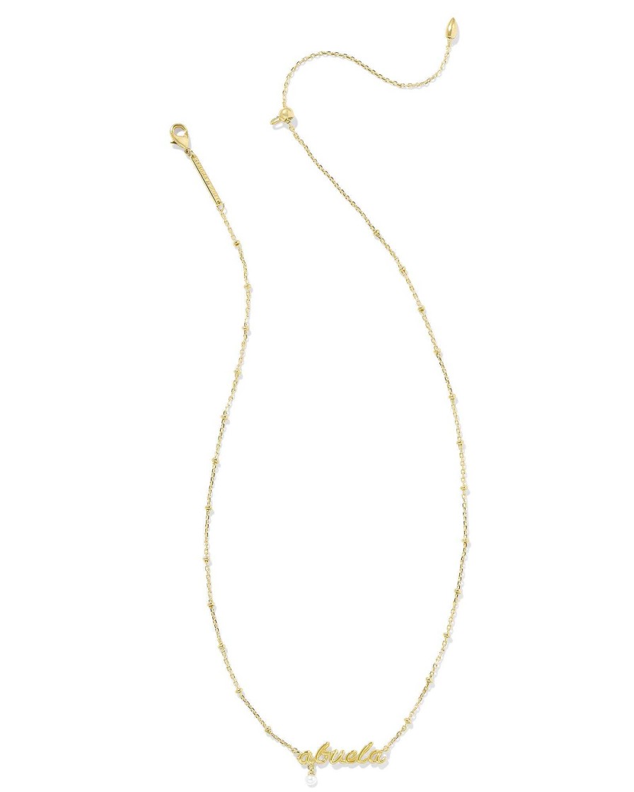 Kendra Scott Necklaces | Abuela Script Pendant Necklace In Gold