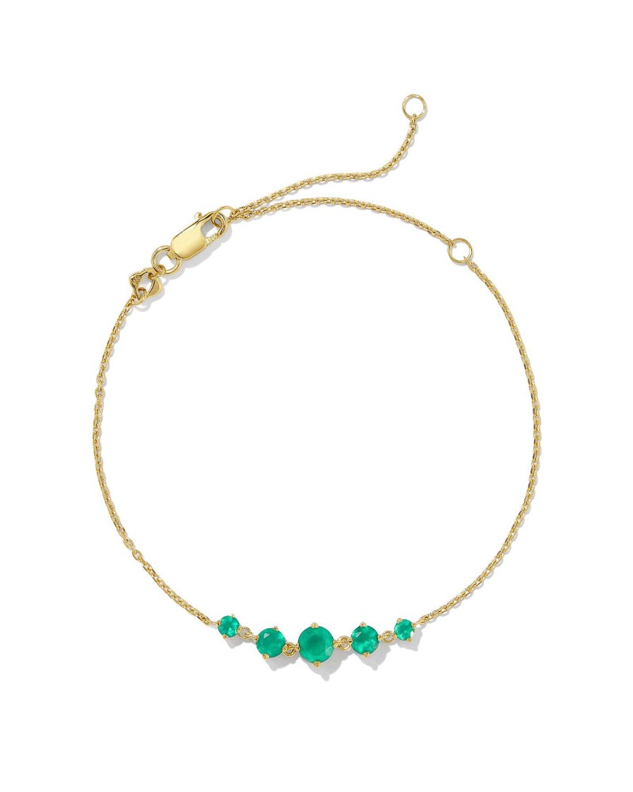 Kendra Scott Bracelets | Blakely 18K Gold Vermeil Delicate Chain Bracelet In Green Onyx