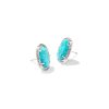 Kendra Scott Earrings | Ellie Vintage Silver Etch Frame Stud Earrings In Variegated Turquoise Magnesite