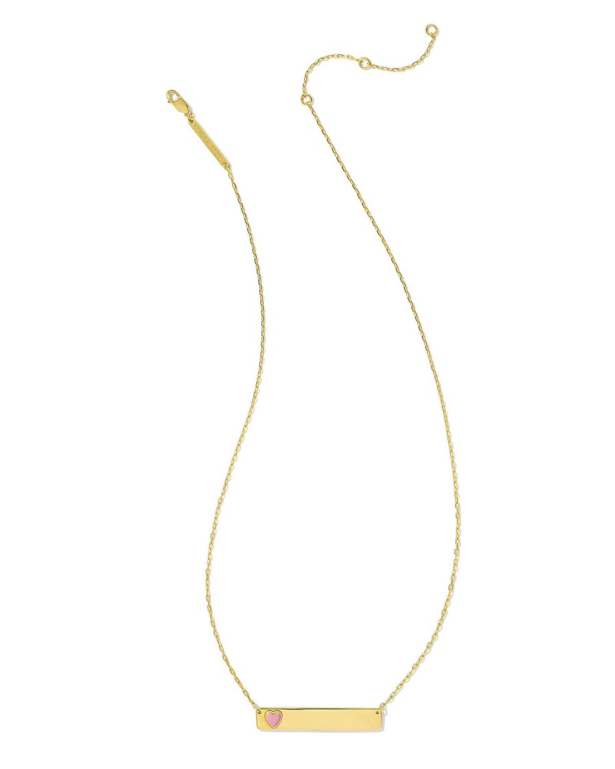 Kendra Scott Necklaces | Allison 18K Gold Vermeil Enamel Heart Pendant Necklace In Pink