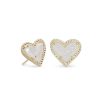 Kendra Scott Earrings | Ari Heart Gold Stud Earrings In Iridescent Drusy