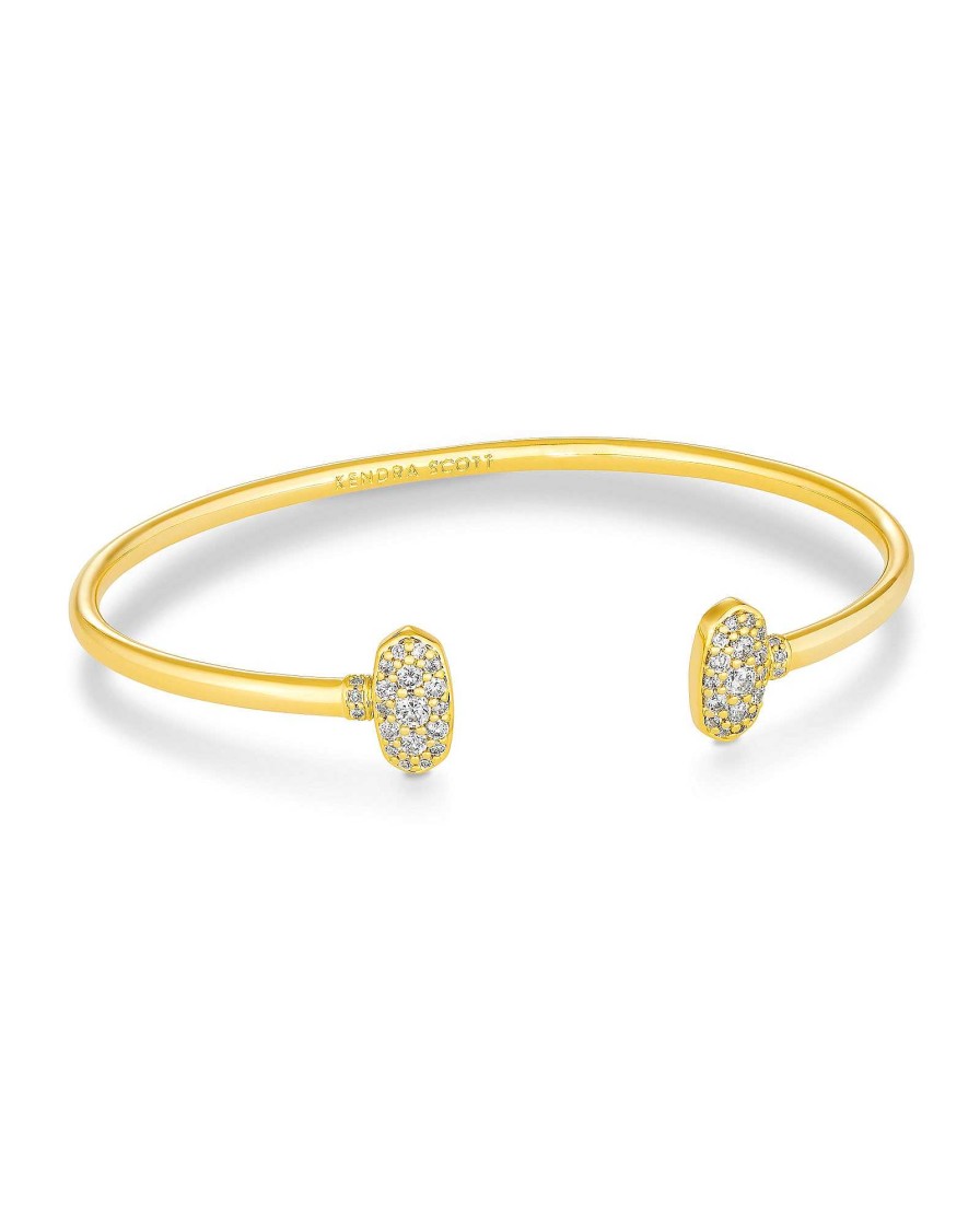 Kendra Scott Bracelets | Grayson Gold Cuff Bracelet In White Crystal