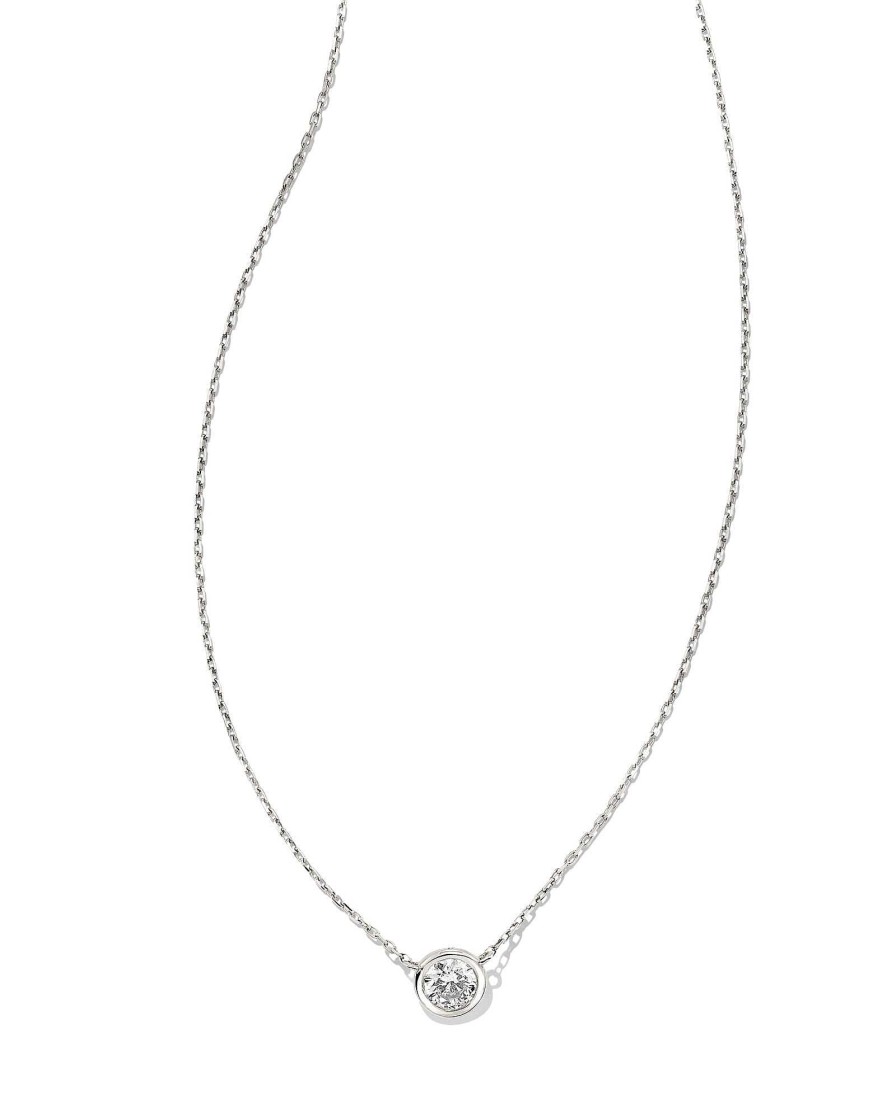 Kendra Scott Necklaces | Audrey 14K White Gold Pendant Necklace In White Diamond, .25Ct