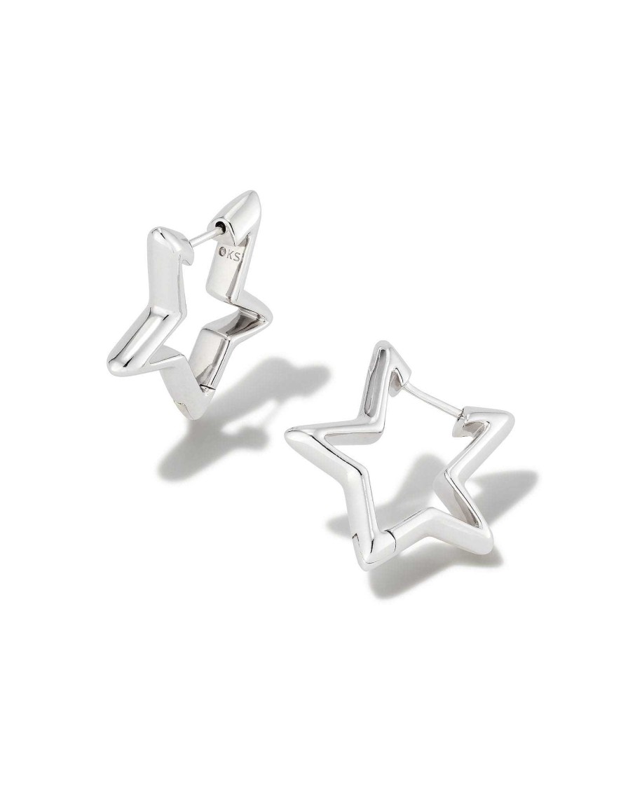 Kendra Scott Earrings | Star Huggie Earrings In Silver