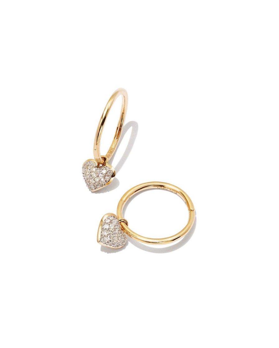 Kendra Scott Earrings | Madeline 14K Yellow Gold Huggie Earrings In White Diamond