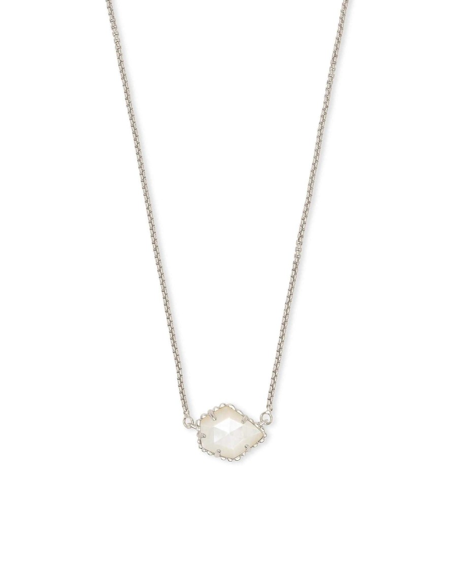 Kendra Scott Necklaces | Tess Silver Pendant Necklace In Platinum Drusy