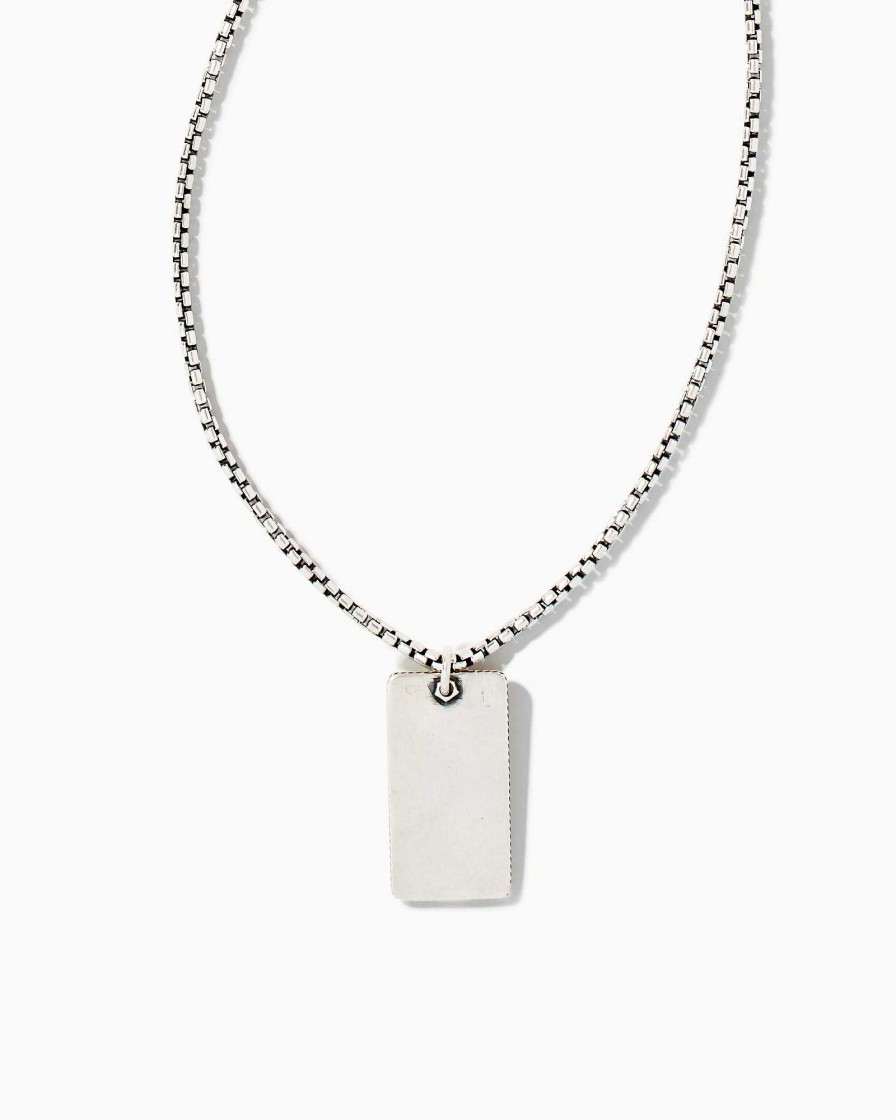 Kendra Scott Necklaces | Dog Tag Necklace In Oxidized Sterling Silver