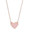 Kendra Scott Necklaces | Ari Heart Rose Gold Pendant Necklace In Light Pink Drusy