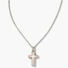 Kendra Scott Necklaces | Cross Silver Pendant Necklace In White Kyocera Opal