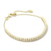 Kendra Scott Bracelets | Gracie Silver Tennis Delicate Chain Bracelet In White Crystal