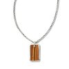 Kendra Scott Necklaces | Men'S Oxidized Sterling Silver Dog Tag Necklace In Brown Tiger'S Eye