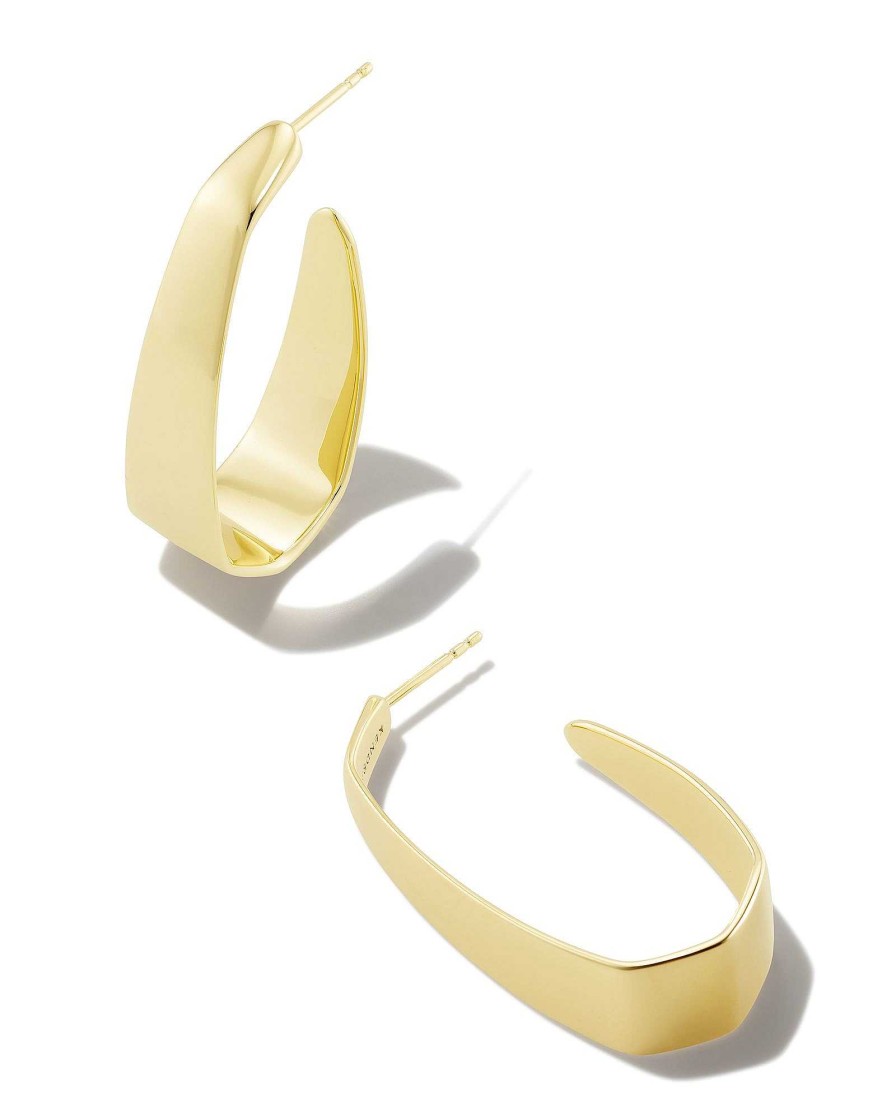 Kendra Scott Earrings | Cadence Large Hoop Earrings In 18K Gold Vermeil