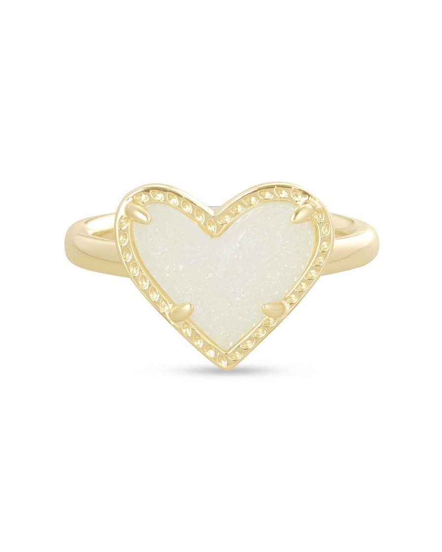 Kendra Scott Rings | Ari Heart Gold Band Ring In Iridescent Drusy