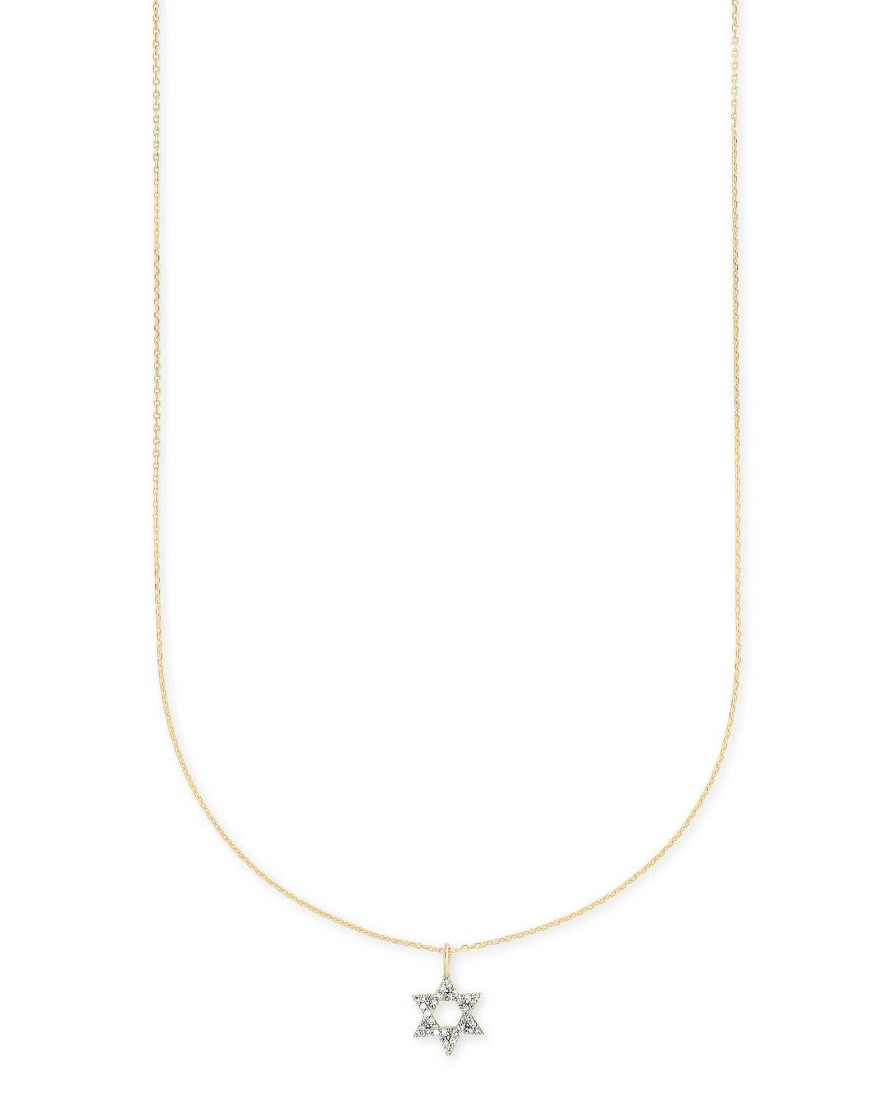 Kendra Scott Necklaces | Star Of David 14K Yellow Gold Pendant Necklace In White Diamonds