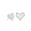 Kendra Scott Earrings | Ari Heart Silver Stud Earrings In Ivory Mother-Of-Pearl