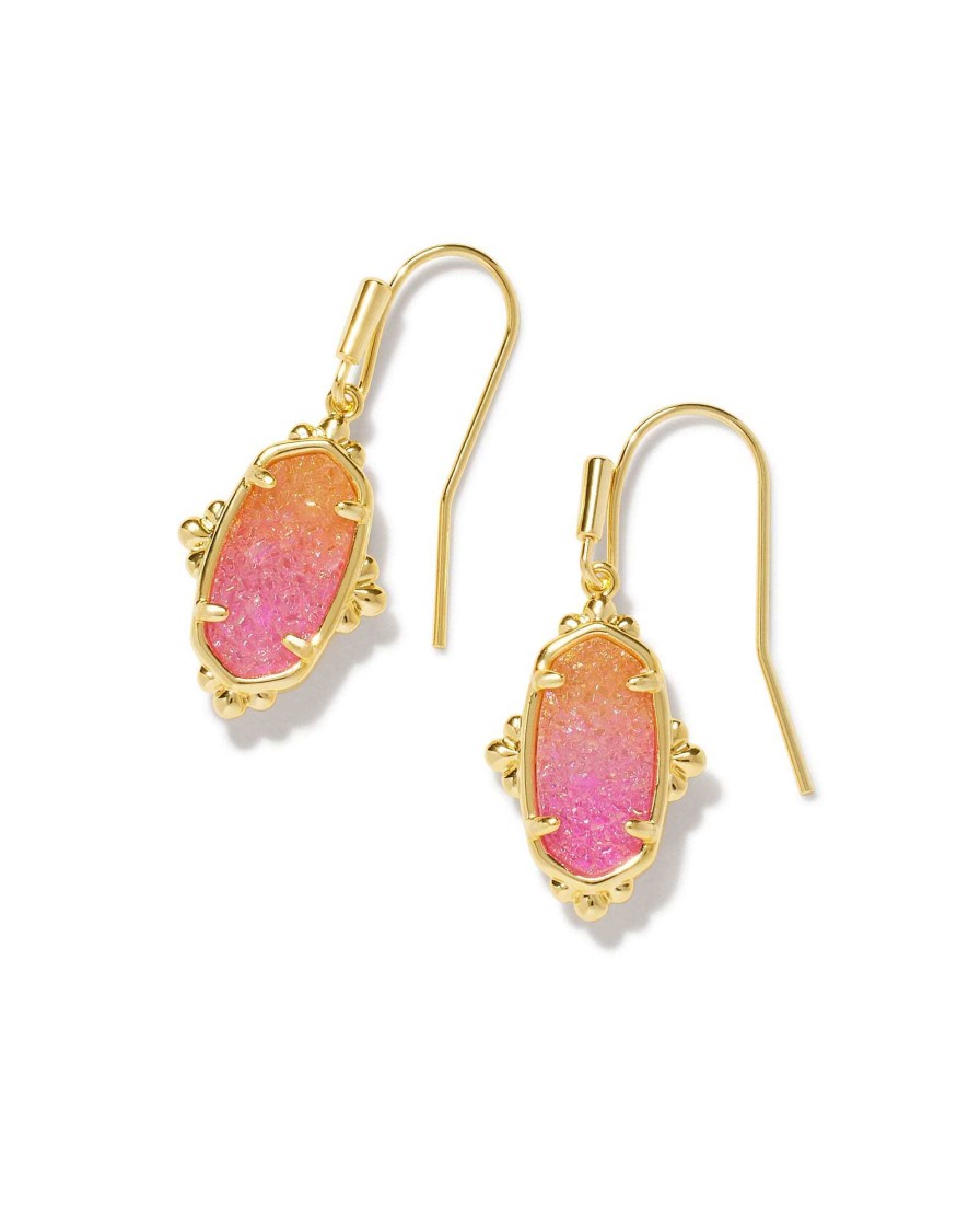 Kendra Scott Earrings | Lee Gold Petal Framed Drop Earrings In Sunrise Ombre Drusy