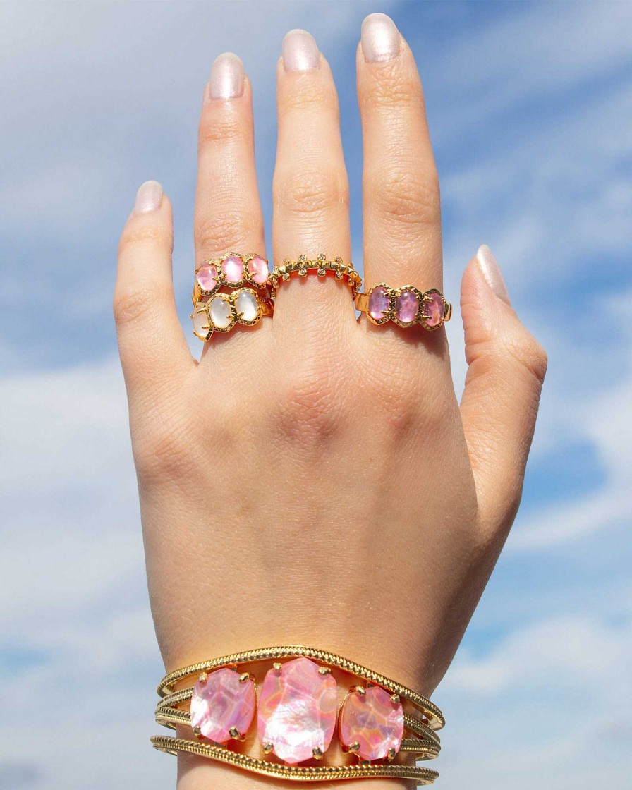 Kendra Scott Bracelets | Daphne Gold Statement Cuff In Light Pink Iridescent Abalone