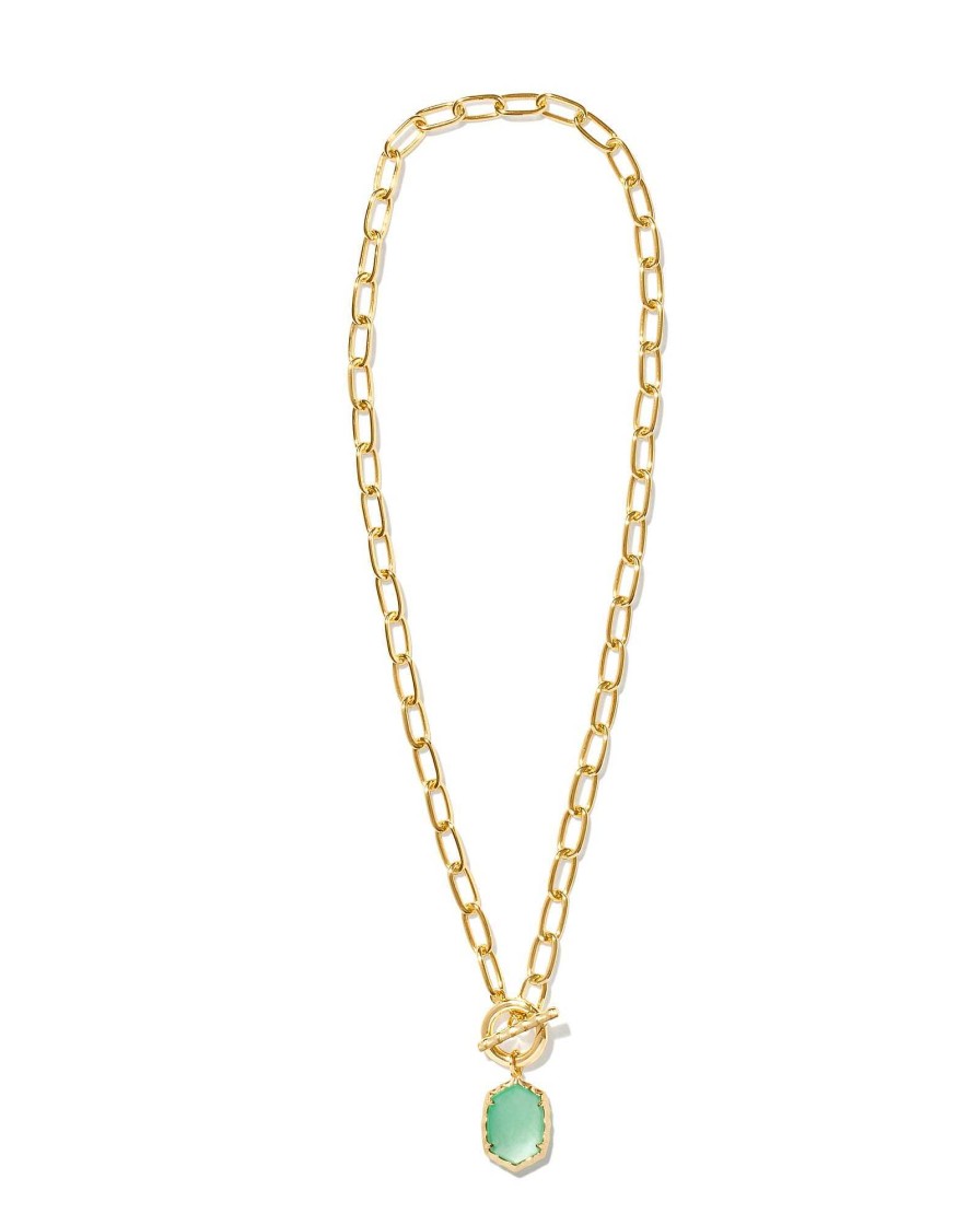 Kendra Scott Necklaces | Daphne Convertible Gold Link And Chain Necklace In Light Green Mother-Of-Pearl