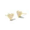 Kendra Scott Earrings | Framed Ari Heart Gold Stud Earrings In Iridescent Drusy