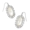 Kendra Scott Earrings | Elle Silver Crystal Frame Drop Earrings In Ivory Mother-Of-Pearl