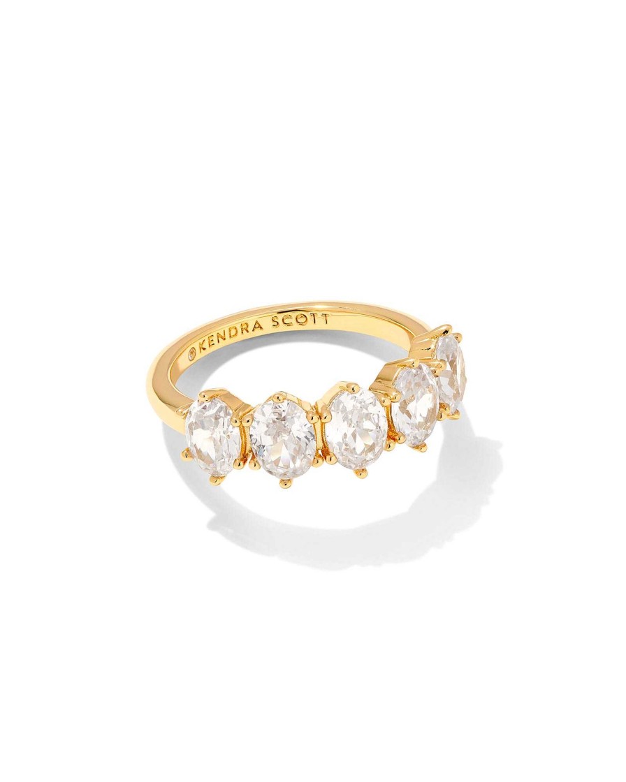 Kendra Scott Rings | Cailin Gold Crystal Band Ring In White Crystal