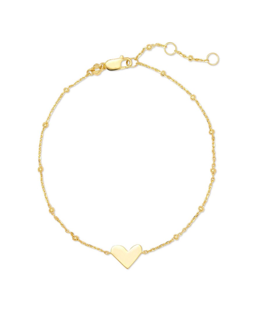 Kendra Scott Bracelets | Ari Heart Delicate Chain Bracelet In 18K Yellow Gold Vermeil