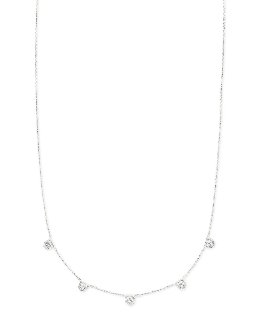 Kendra Scott Necklaces | Shannon 14K White Gold Collar Necklace In White Diamond