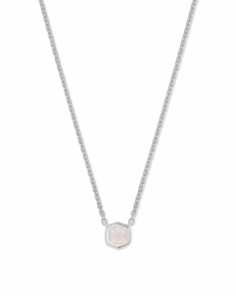 Kendra Scott Necklaces | Davie Sterling Silver Pendant Necklace In Rainbow Moonstone