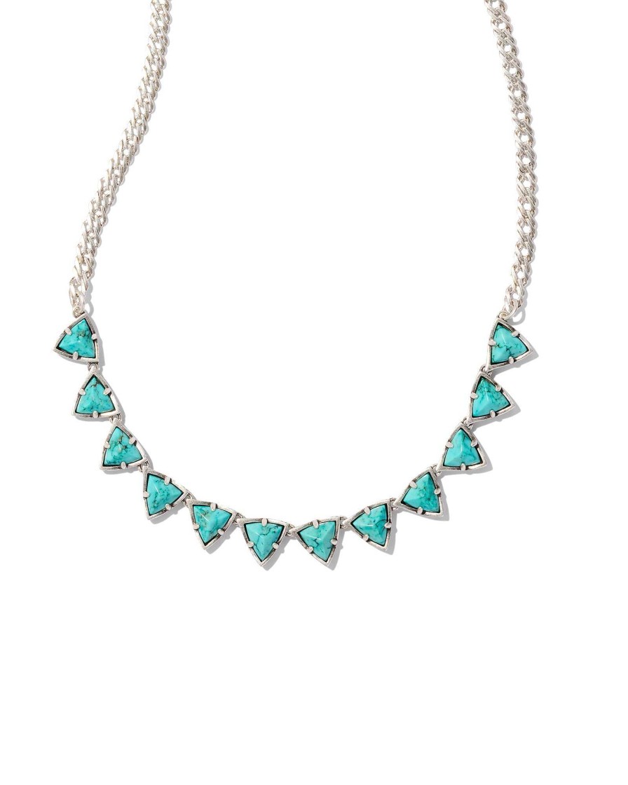 Kendra Scott Necklaces | Robby Vintage Silver Strand Necklace In Variegated Turquoise Magnesite