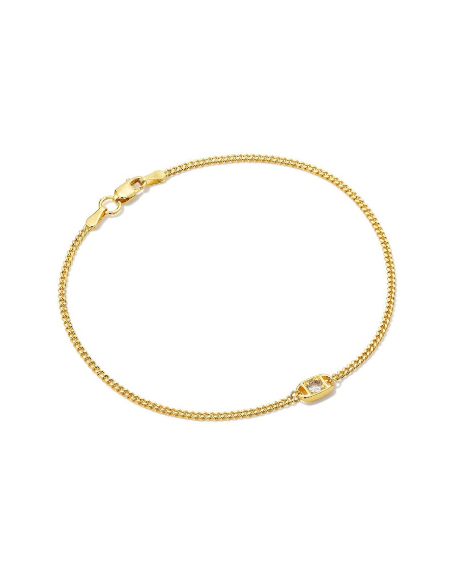 Kendra Scott Bracelets | Delaney 18K Gold Vermeil Curb Chain Bracelet In White Sapphire