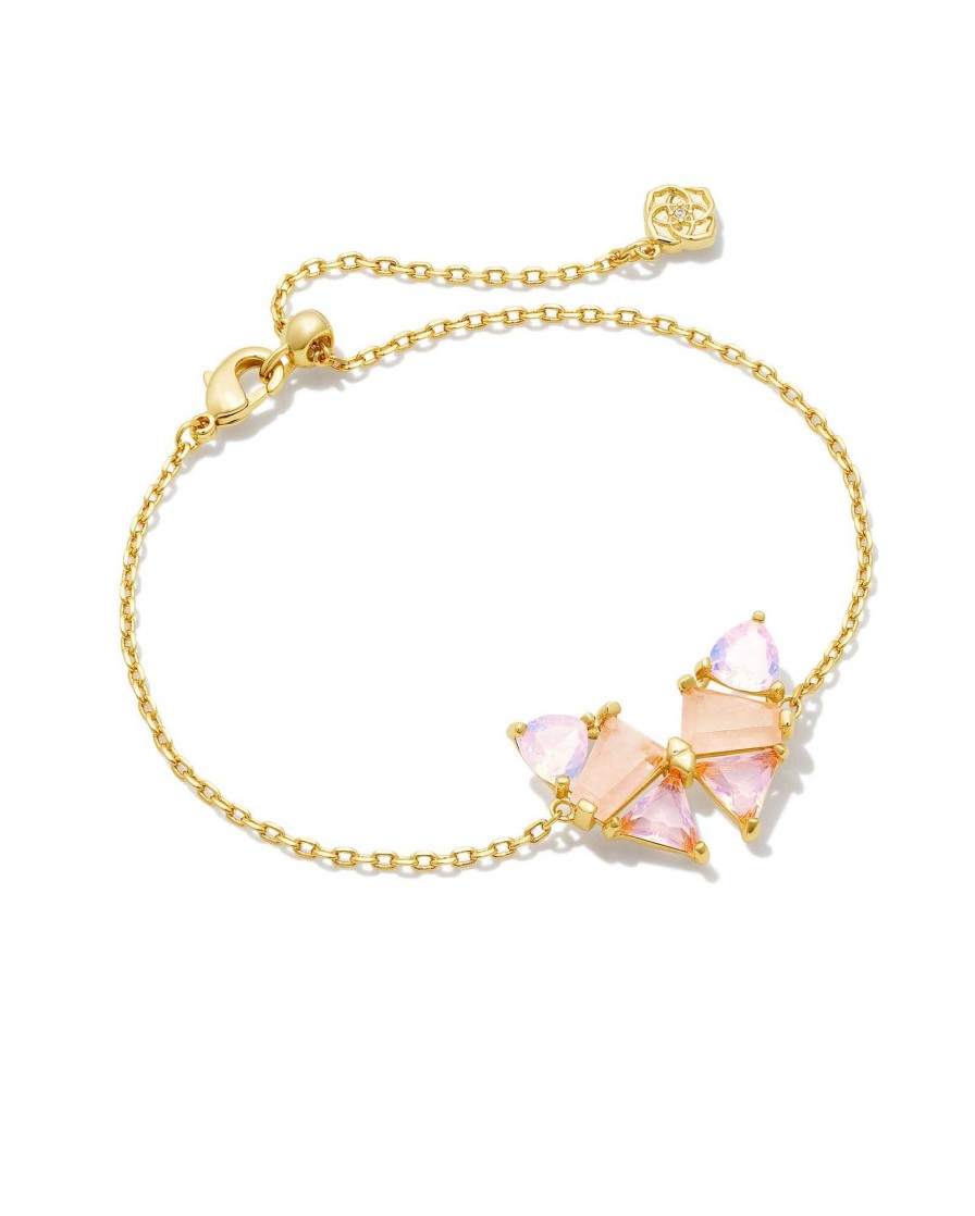 Kendra Scott Bracelets | Blair Gold Butterfly Delicate Chain Bracelet In Pink Mix