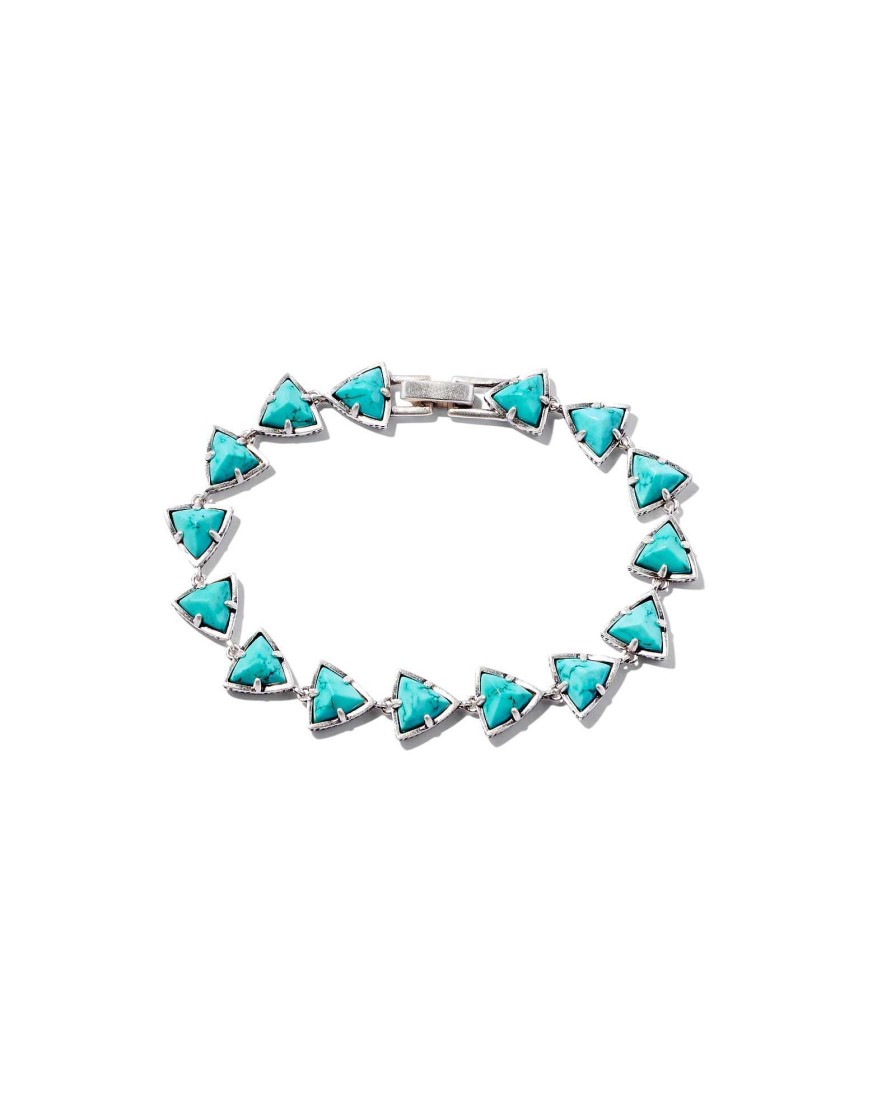 Kendra Scott Bracelets | Robby Vintage Silver Link And Chain Bracelet In Variegated Turquoise Magnesite