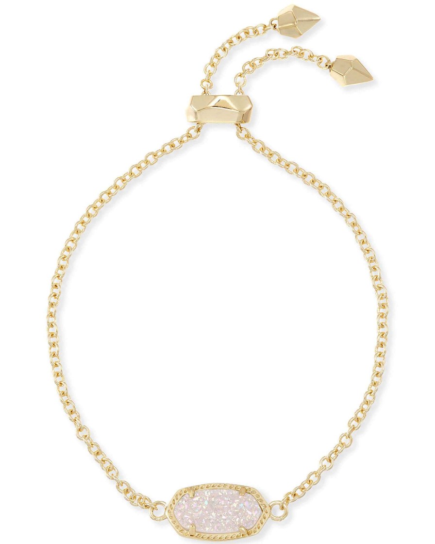 Kendra Scott Bracelets | Elaina Gold Adjustable Chain Bracelet In Iridescent Drusy