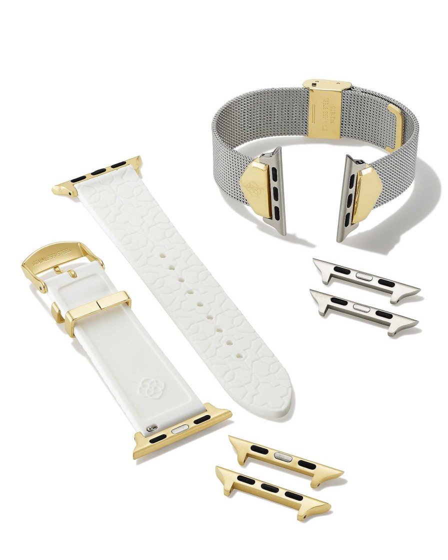 Kendra Scott Watches | Mia And Filigree Watch Band Gift Set In Two Tone Stainless Steel And White Silicone