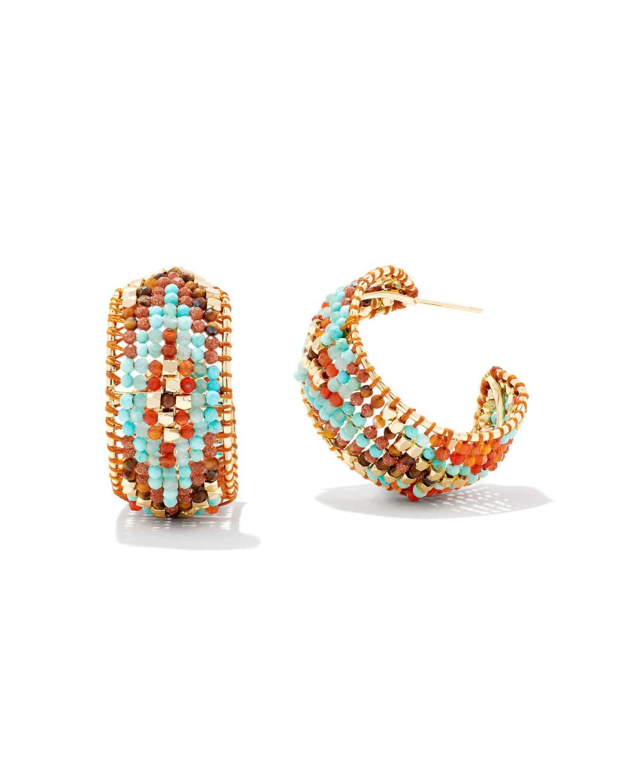 Kendra Scott Earrings | Britt Gold Hoop Earrings In Red Mix