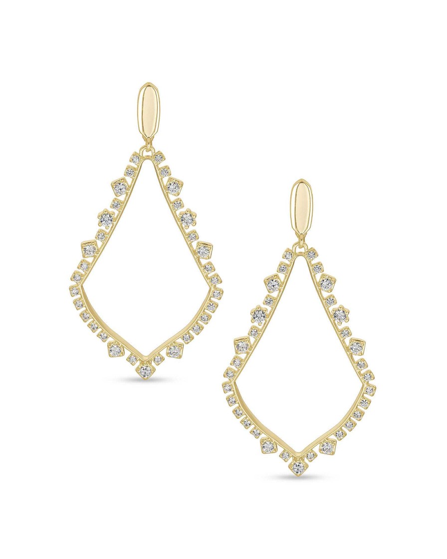 Kendra Scott Earrings | Sophee Crystal Clip-On Drop Earrings In Gold