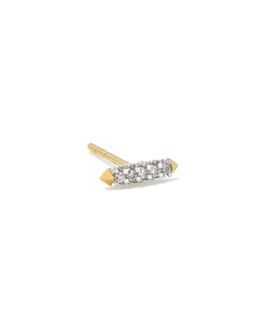 Kendra Scott Earrings | Remi 14K Yellow Gold Single Stud Earring In White Diamond