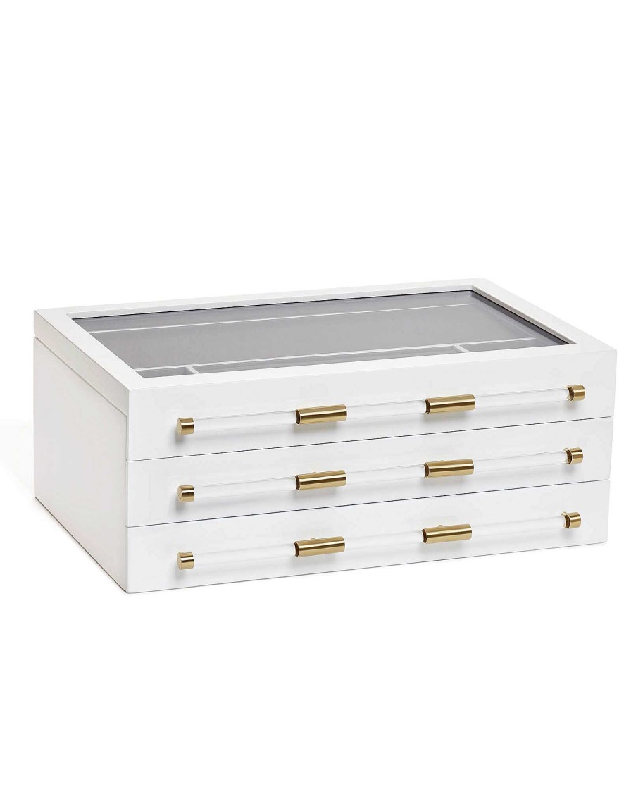 Kendra Scott Storage & Accessories | Large Antique Brass Jewelry Box In White Lacquer