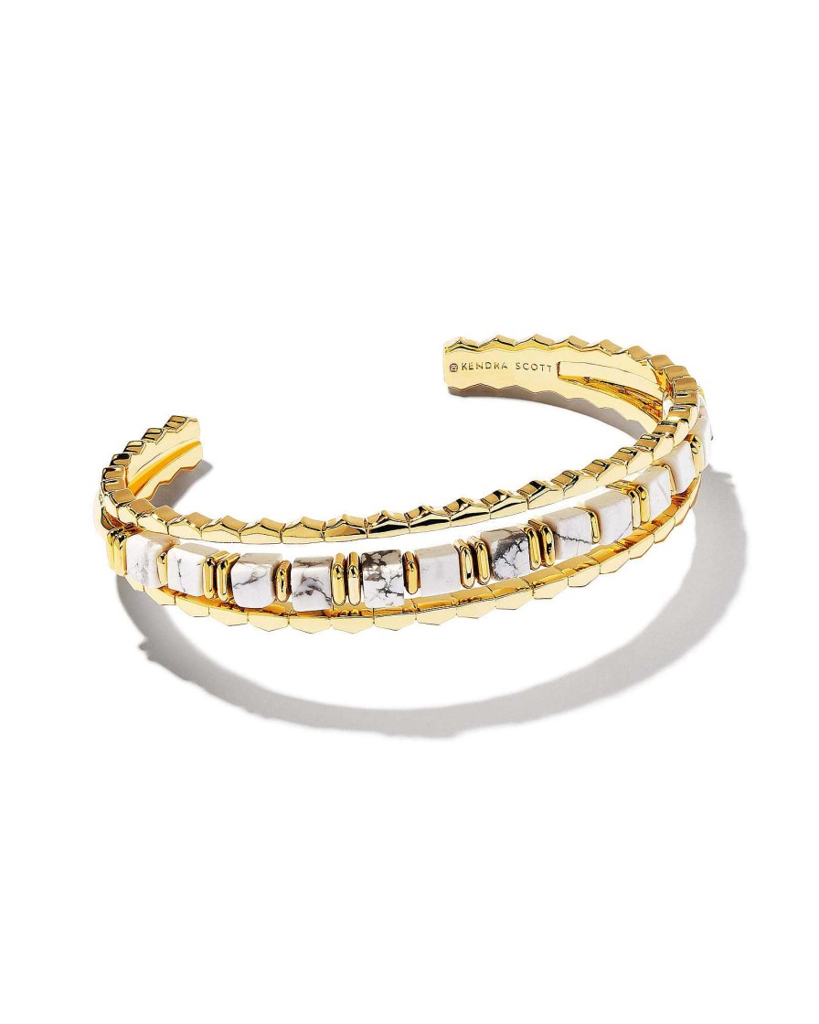 Kendra Scott Bracelets | Ember Gold Triple Cuff Bracelet In White Howlite