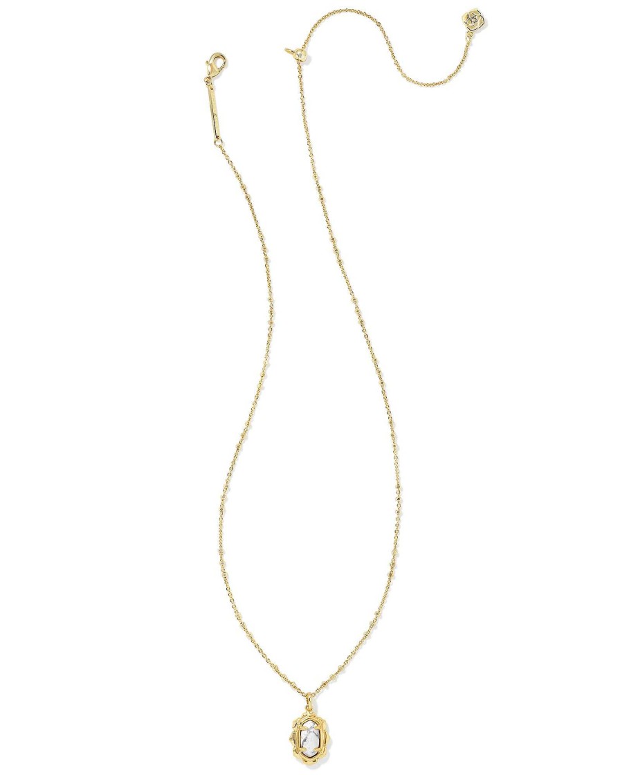 Kendra Scott Necklaces | Piper Gold Pendant Necklace In White Howlite