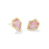 Kendra Scott Earrings | Framed Gold Tessa Stud Earrings In Luster Rose Pink Kyocera Opal