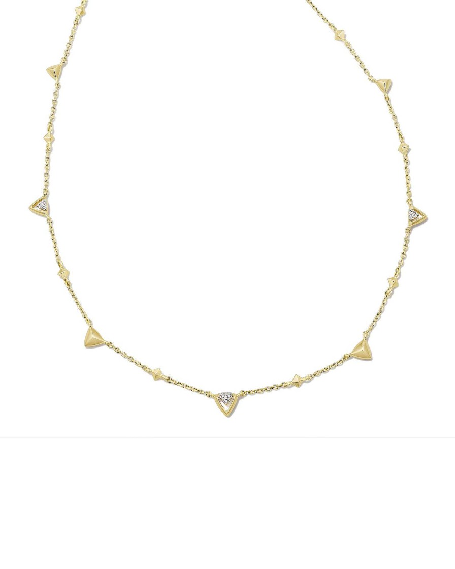 Kendra Scott Necklaces | Spencer 18K Gold Vermeil Strand Necklace In White Topaz