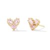 Kendra Scott Earrings | Katy Gold Heart Stud Earrings In Pink Glass