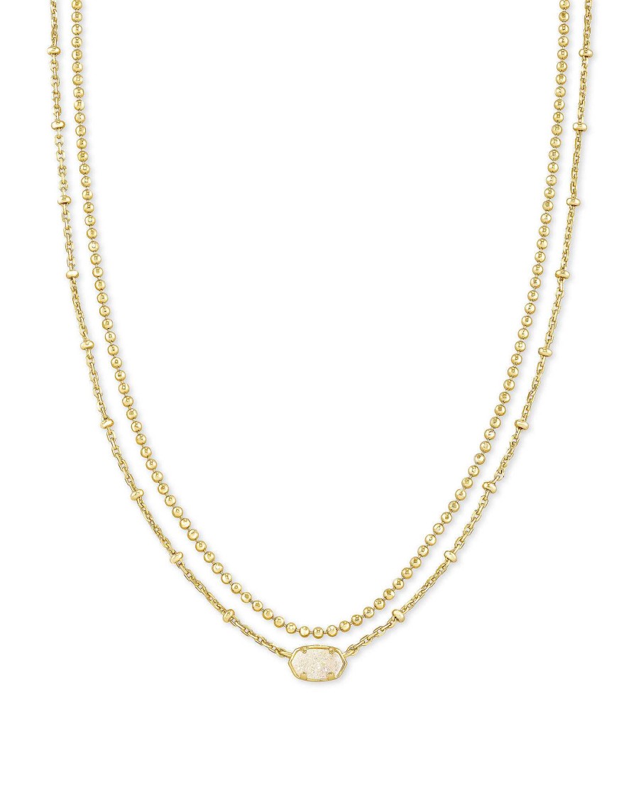 Kendra Scott Necklaces | Emilie Gold Multi Strand Necklace In Iridescent Drusy