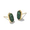 Kendra Scott Earrings | Amelee 14K Yellow Gold Stud Earrings In Emerald