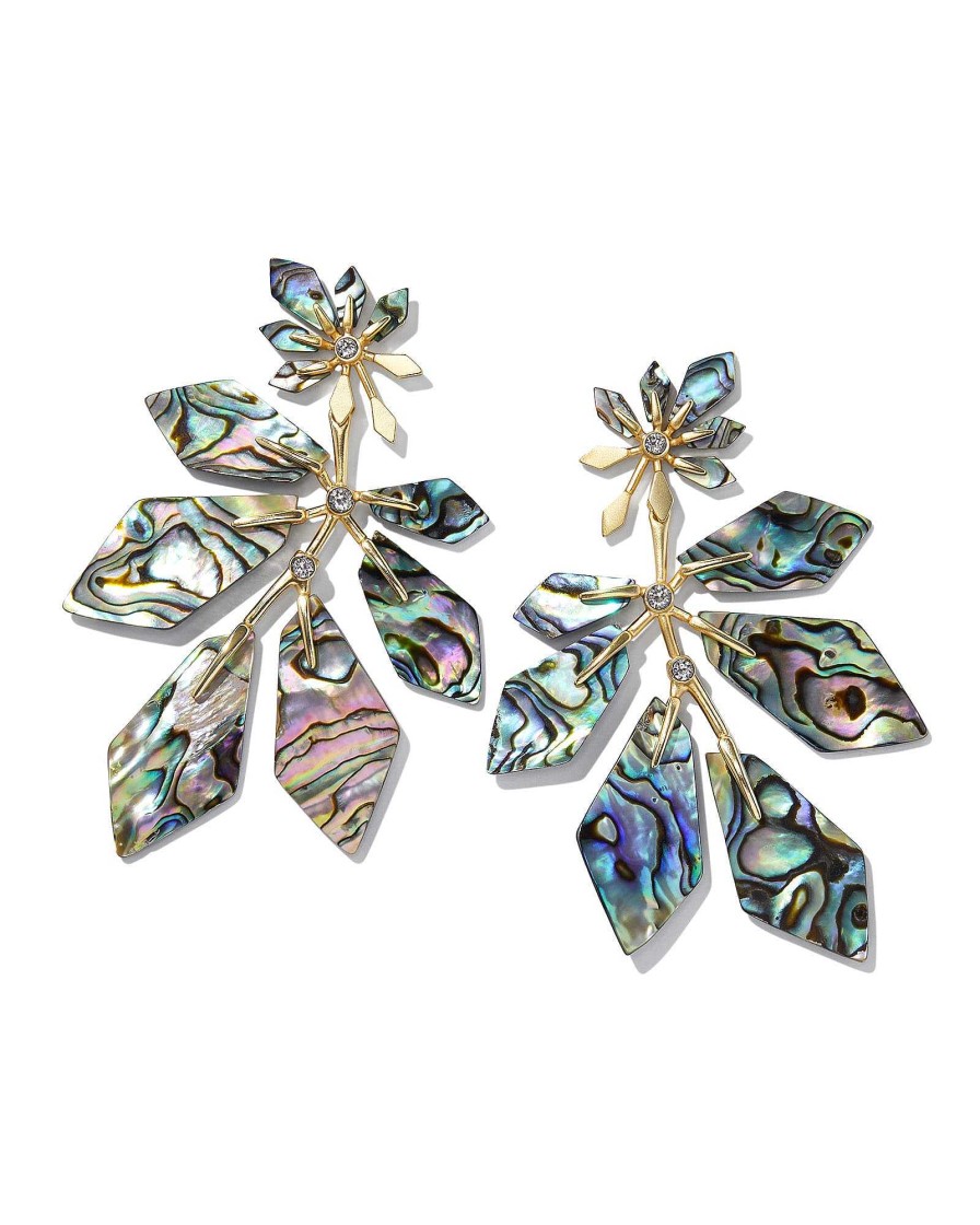 Kendra Scott Earrings | Jaylin Gold Statement Earrings In Abalone Shell