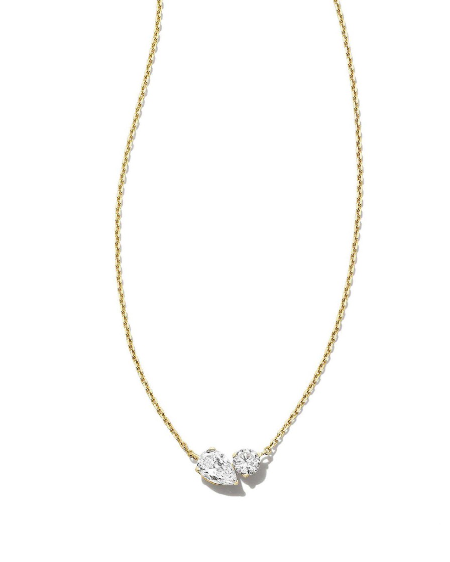 Kendra Scott Necklaces | Lab Grown White Diamond Toi Et Moi Small Pendant Necklace In 14K Yellow Gold