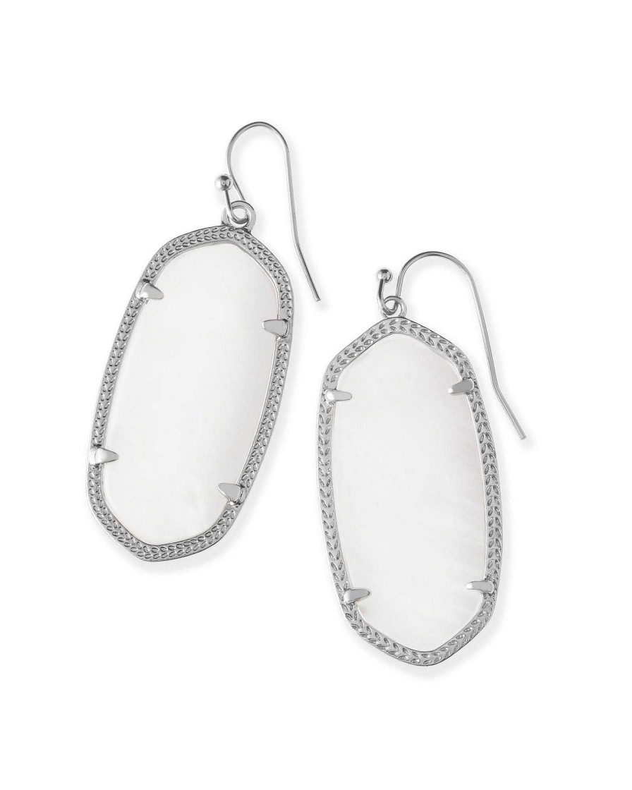 Kendra Scott Earrings | Elle Silver Drop Earrings In Ivory Mother-Of-Pearl